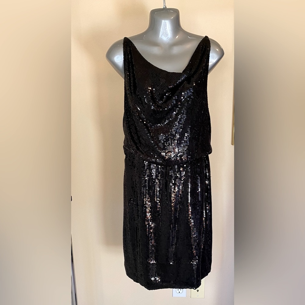 Robert Rodriguez black sequin cocktail dress. Size 8